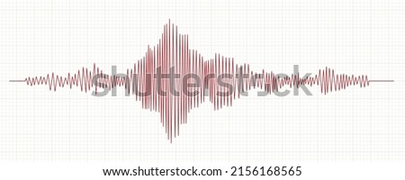 Seismograph measurement or lie detector graph. Seismic measurements with data record. Vector illustration in grid paper background