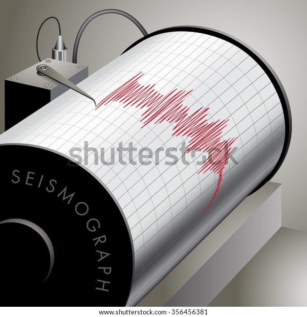 Deprem Sirasinda Yer Hareketlerini Kaydeden Sismograf Stok Vektor Telifsiz 356456381