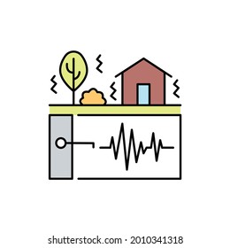 Seismology Color Line Icon. Isolated Vector Element. Outline Pictogram For Web Page, Mobile App, Promo