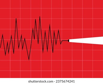 Seismometer recording earthquake Richter scale measurement in graph illustration