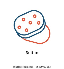 Seitan  Vector Two Colors outline Icon. Eps10 File