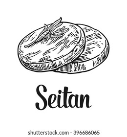 Seitan . Vector vintage engraved illustration isolated on white background.