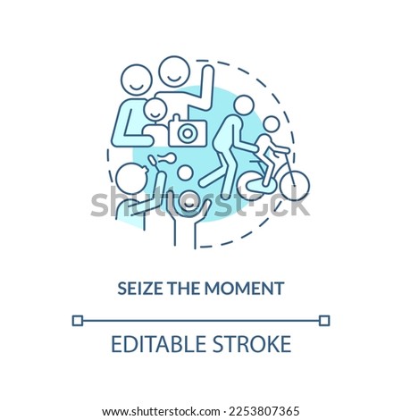 Seize moment turquoise concept icon. Developing opportunities for communication abstract idea thin line illustration. Isolated outline drawing. Editable stroke. Arial, Myriad Pro-Bold fonts used