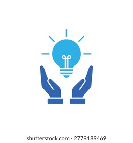 seize opportunity icon with hands protecting a light bulb idea, on a clean background.