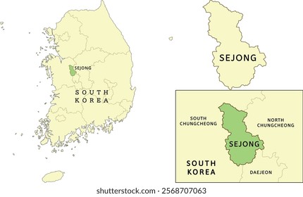 Sejong Special Self-Governing city location on map of South Korea