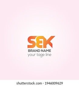 SEK letter Abstract logo template, SBK sign vector golden color icon design.