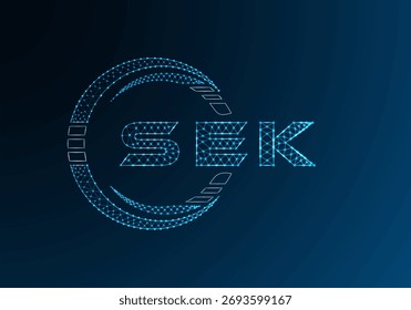 SEK low poly letter logo vector design. SEK lower poly logo design. Low poly logo.