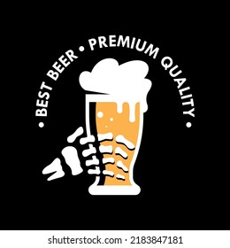 SEKELETON HAND IS HOLDING A GLASS OF BEER LOGO DESIGN
