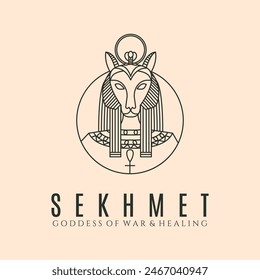 sekhmet egypt line art logo vector symbol illustration design