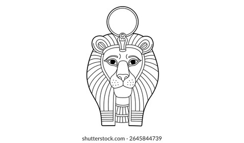 Sekhmet Lioness Deusa Colorir Página Divindade Egípcia Guerra Cura Poderoso Feline Mitologia Linha Arte Design