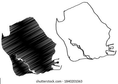 Sekondi-Takoradi City (Republic of Ghana, Western Region) map vector illustration, scribble sketch City of Sekondi Takoradi map