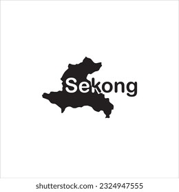 Mapa de Sekong y diseño de letras negras sobre fondo blanco