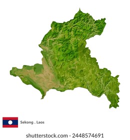 Sekong, Province of Laos Topographic Map (EPS)