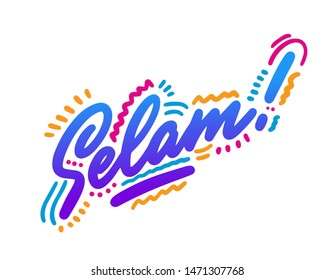 Selam. Hand lettering design element. Ink brush calligraphy, hello in persian