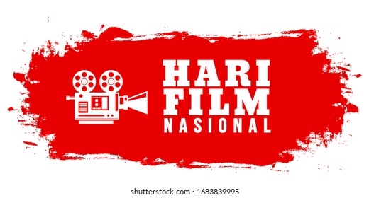 Película Nasional Selamat Hari.Traducción: Feliz Día Nacional de la Película en Indonesia. ilustración vectorial para tarjeta de saludo, afiche y banner