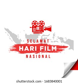 Película Nasional Selamat Hari.Traducción: Feliz Día Nacional de la Película en Indonesia. ilustración vectorial para tarjeta de saludo, afiche y banner