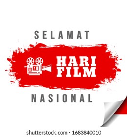 Selamat Hari Film Nasional. Translation: Happy Indonesian National Film Day. vector illustration for greeting card, poster and banner