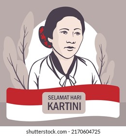 Selamat Hari Kartini Celebration. Happy Kartini Day. Women's rights and female education. Feminism heroes.