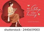 Selamat Hari Kartini Means Happy Kartini Day. Kartini is Indonesian Female Hero. Habis gelap terbitlah terang means After Darkness comes Light. Vector Illustration.