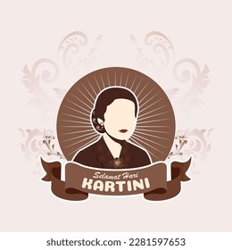 Selamat Hari Kartini Means Happy Kartini Day. Kartini is Indonesian Female Hero. Habis gelap terbitlah terang means After Darkness comes Light. Vector Illustration.