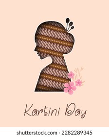 Selamat Hari Kartini Means Happy Kartini Day. Kartini is Indonesian Female Hero. Habis gelap terbitlah terang means After Darkness comes Light. Vector Illustration.