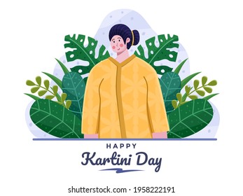 Selamat Hari Kartini Translate : Happy Kartini Day Celebration illustration. Habis gelap terbitlah terang Transl After Darkness comes Light. R A Kartini the heroes of women and human right indonesia