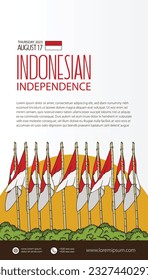 Selamat hari kemerdekaan Indonesia. translation happy indonesian independence day illustration social media post