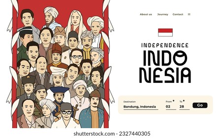Selamat hari kemerdekaan Indonesia. translation happy indonesian independence day illustration landing page