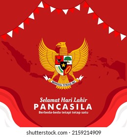 Selamat Hari Lahir Pancasila 1 Juni. Social Media Post Template Vector Illustration. Translation: Pancasila Day Unity in Diversity svg