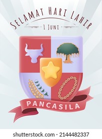 Selamat Hari Lahir Pancasila Translation : The Day of Birth of Pancasila Vector Illustration. Happy Pancasila Day poster Banner Template. svg