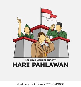 Selamat hari pahlawan Bedeutet Happy Helden NationalIndonesien Tag 10 November