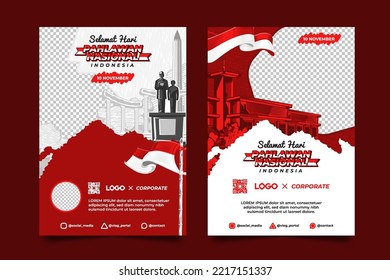 Selamat Hari Pahlawan Nasional (Translation: Happy Indonesian National Heroes Day) Flyer Template