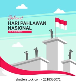 selamat hari pahlawan nasional. Translation: Happy Indonesian National Heroes day. Suitable for greeting card, poster and banner. vector illustration