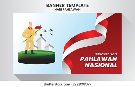 Selamat hari pahlawan nasional. Translation: Happy Indonesian National Heroes day. vector illustration