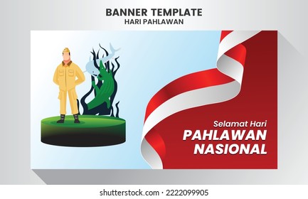 Selamat hari pahlawan nasional. Translation: Happy Indonesian National Heroes day. vector illustration