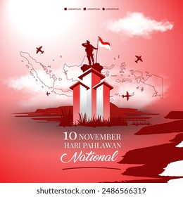 Selamat Hari Pahlawan Nasional (Translation: Happy Indonesian National Heroes Day) Illustration Banner and poster template