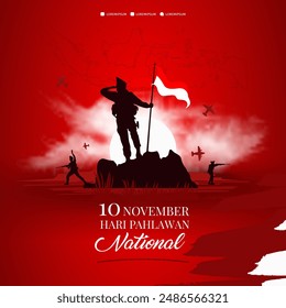 Selamat Hari Pahlawan Nasional (Translation: Happy Indonesian National Heroes Day) Illustration Banner and poster template