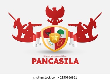 Selamat hari pancasila means Happy Pancasila Day, the symbol of the Republic of Indonesia