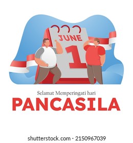 Selamat hari pancasila means Happy Pancasila Day, the symbol of the Republic of Indonesia