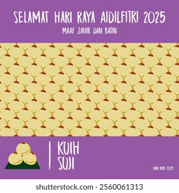 Selamat Hari Raya 2025. Various Raya cookies vector designs. Traditional Hari Raya poster, backdrop, background and bunting