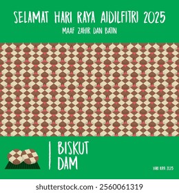 Selamat Hari Raya 2025. Various Raya cookies vector designs. Traditional Hari Raya poster, backdrop, background and bunting