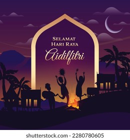 Selamat Hari Raya Aidilfitri Design for Social Media (Vector)