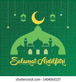 Selamat Hari Raya Aidilfitri Greeting Card Stock Vector (Royalty Free ...