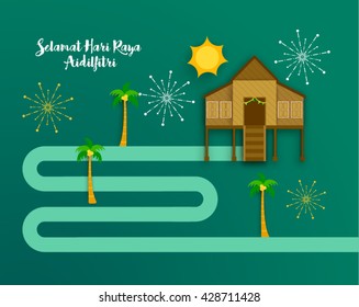 Selamat Hari Raya Aidilfitri Vector Design (Translation: Feast of Breaking the Fast)