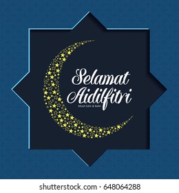Selamat Hari Raya Aidilfitri vector illustration. Caption: Fasting Day of Celebration