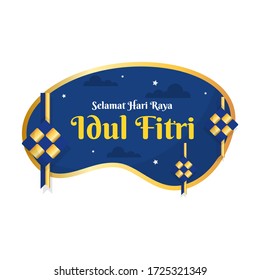 Selamat Hari Raya Idul Fitri With Ketupat Illustration - EPS 10 Vector