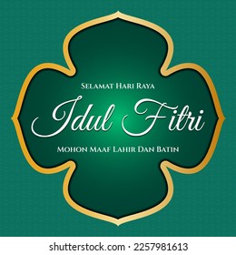 Selamat hari raya idul fitri greeting background vector illustration with soft green color 