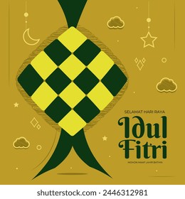 Selamat hari raya idul fitri greeting card poster banner vector illustration design