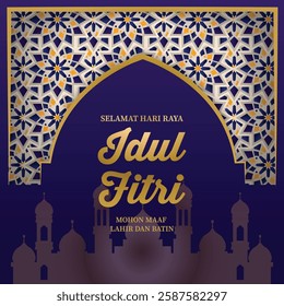 Selamat hari raya idul fitri celebration holiday banner template