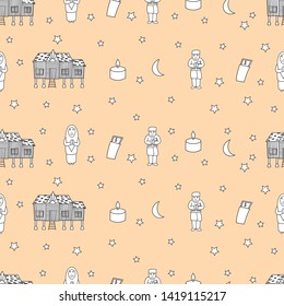 Selamat hari raya meaning eid mubarak for Malaysia, indonesia, doodles, seamless pattern